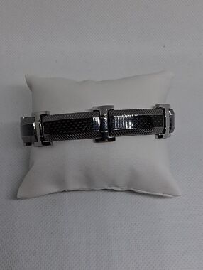 Metro Men's Black and Silver Link Bracelet